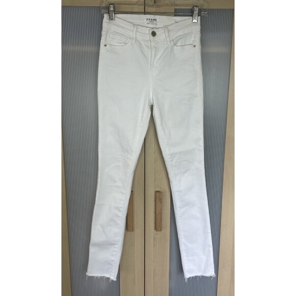 Frame Denim White Skinny Karlie Crop Ankle Jeans Sz 26 Stretch Casual Summer - Picture 2 of 6